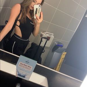 I AM GIA black strappy virgo bodysuit